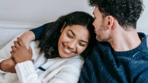 couple comfortable in apartment