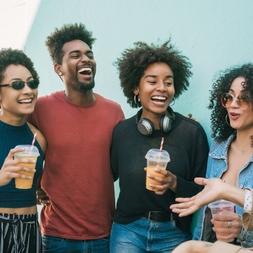 group of friends laughing