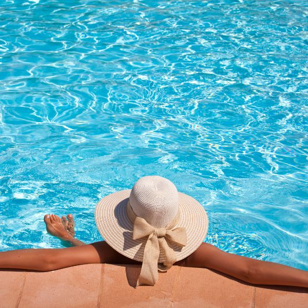 A women relaxing in a pool