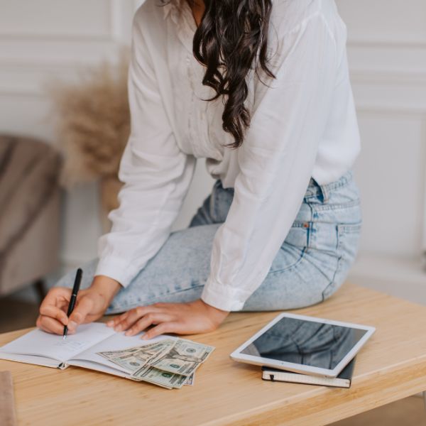 woman working on budget