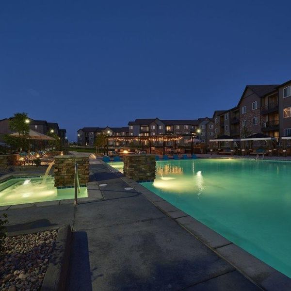 pool view at night