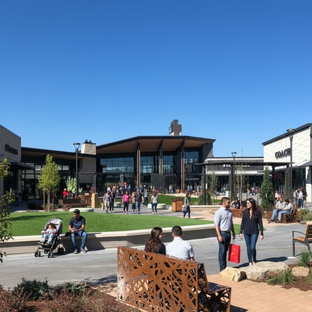 Shopping center and shoppers in Brighton
